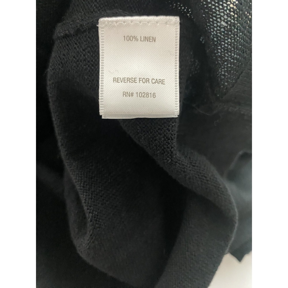 Garnet Hill 100% Linen Knit Cardigan Sweater Women Sz S Black Coastal Minimalist - Picture 11 of 13